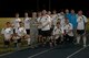 The 509th Security Forces Squadron (SFS) stands with the second place intramural soccer trophy at Whiteman Air Force Base, Mo., June 13, 2017. SFS lost in a shoot-out against the 509th Force Support Squadron. (U.S. Air Force photo by Airman Taylor Phifer)