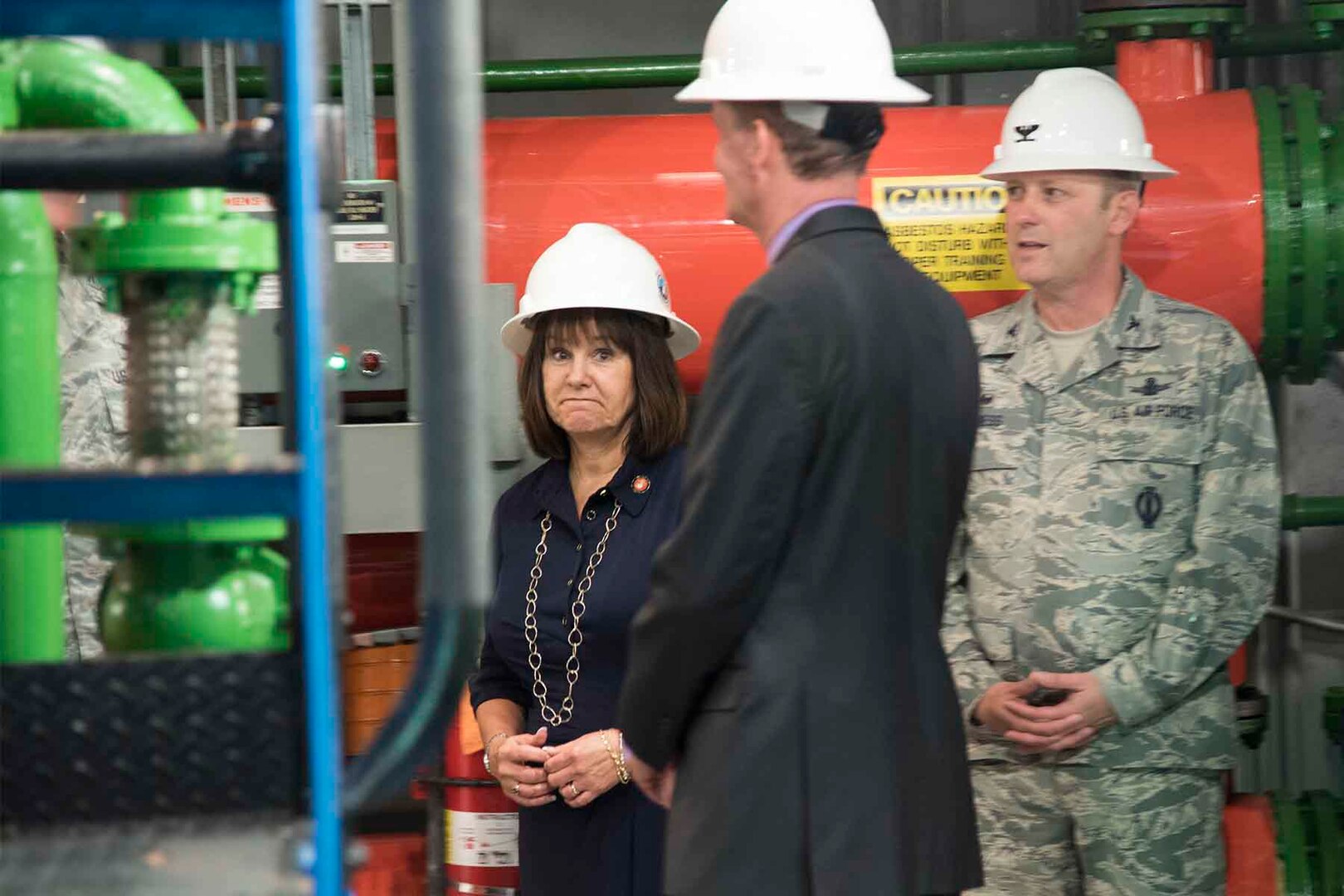 CHEYENNE MOUNTAIN AIR FORCE STATION, Colo. - Karen Pence, second lady of the United States, tours Cheyenne Mountain Air Force Station, Colo., June 23,
2017.  Pence visited various areas of the complex including the indoor gym, medical facility and the mechanical room. (U.S. Air Force photo by Senior Airman Dennis Hoffman)
 
