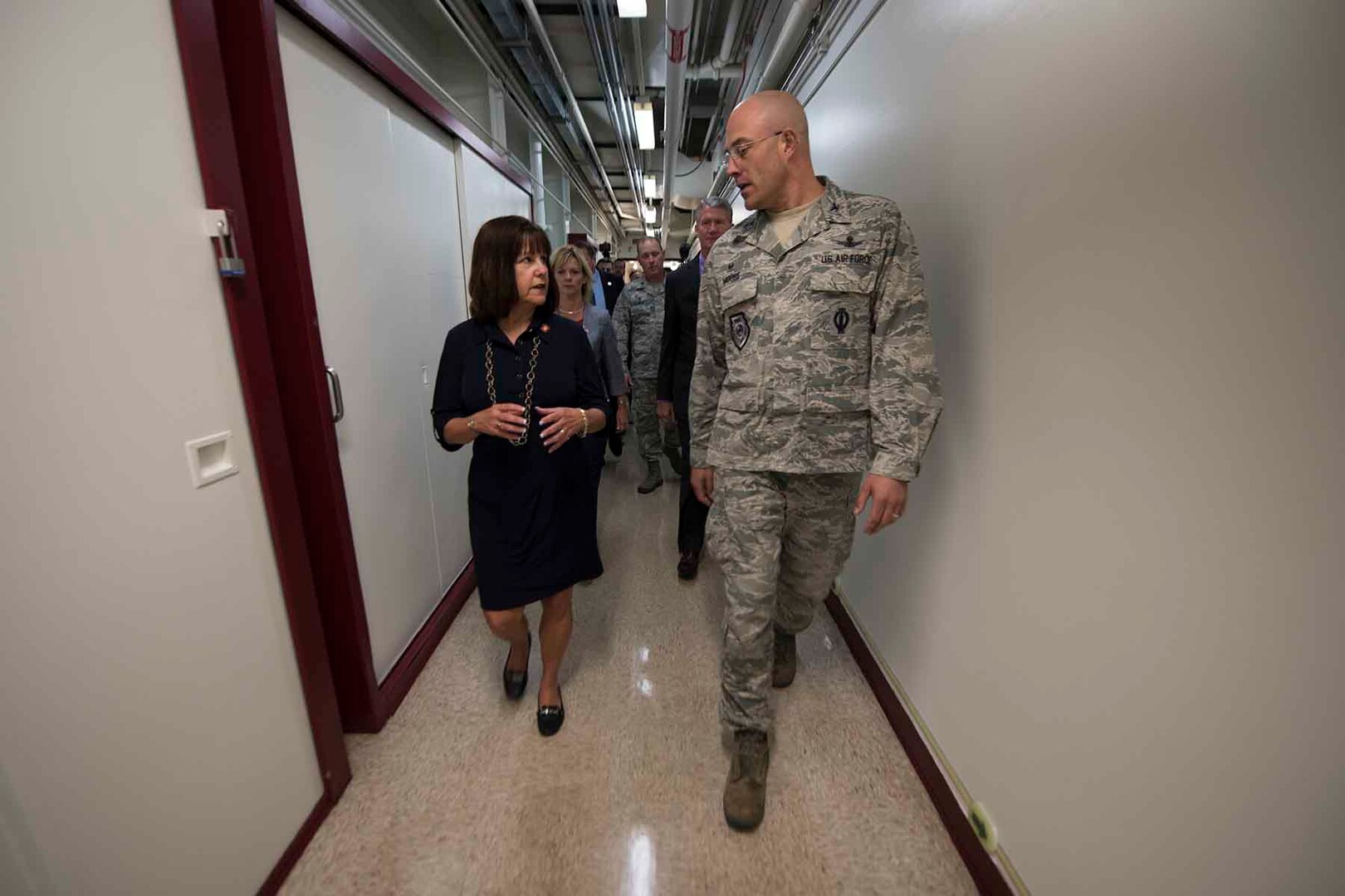 CHEYENNE MOUNTAIN AIR FORCE STATION, Colo. - Karen Pence, second lady of the United States, tours Cheyenne Mountain Air Force Station, Colo., June 23,
2017.  Pence visited various areas of the complex including the indoor gym, medical facility and the mechanical room. (U.S. Air Force photo by Senior Airman Dennis Hoffman)
