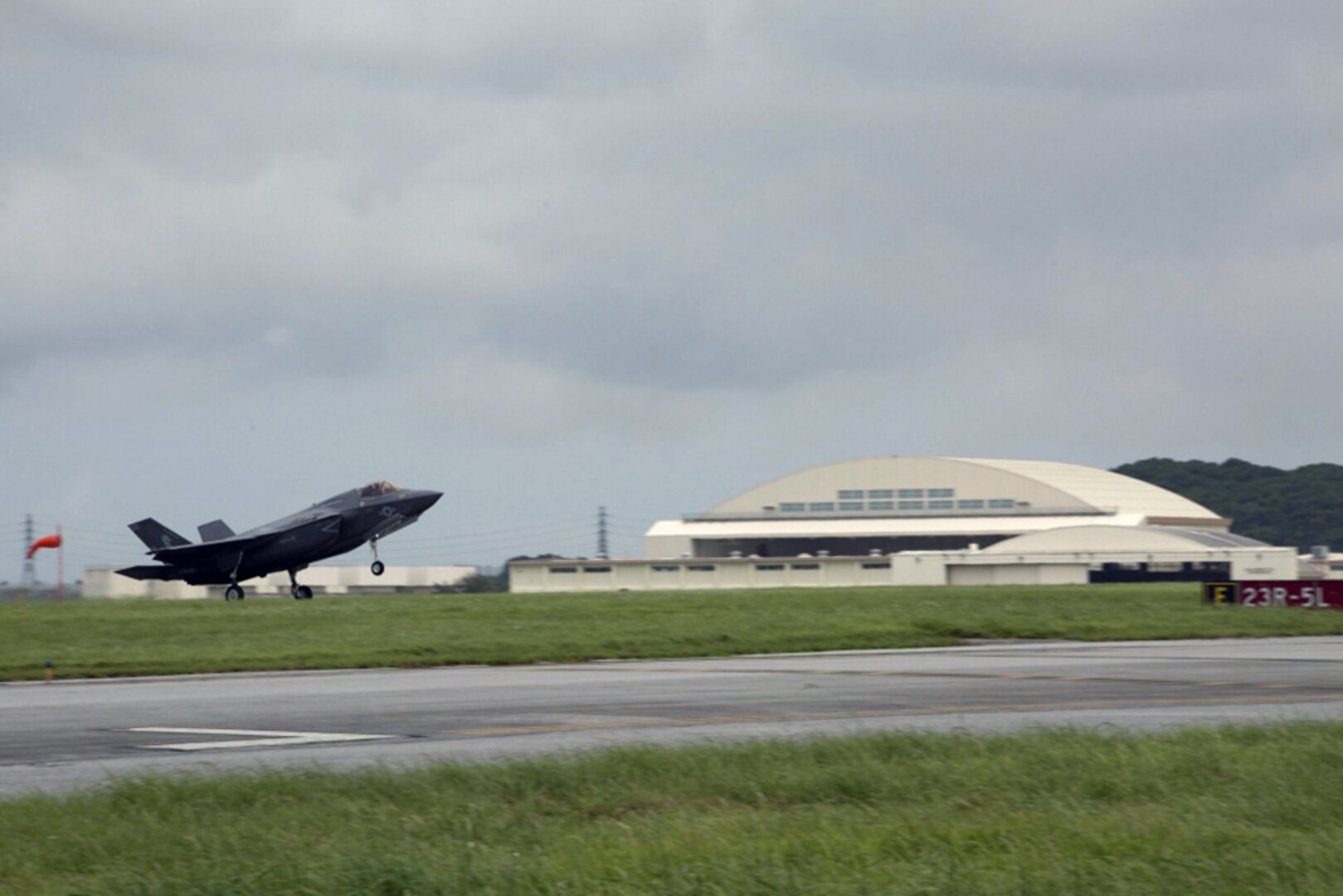 A U.S. Marine Corps F-35B Lightning II aircraft with Marine Fighter Attack Squadron 121, Marine Aircraft Group 12, 1st Marine Aircraft Wing, conducted a training flight from Marine Corps Air Station Iwakuni to Kadena Air Force Base, Okinawa, June 26, 2017.  The Marines with VMFA- 121 worked alongside Airmen with the 18th Wing. This event marked the first time an F-35B Lightning II landed in Okinawa. 