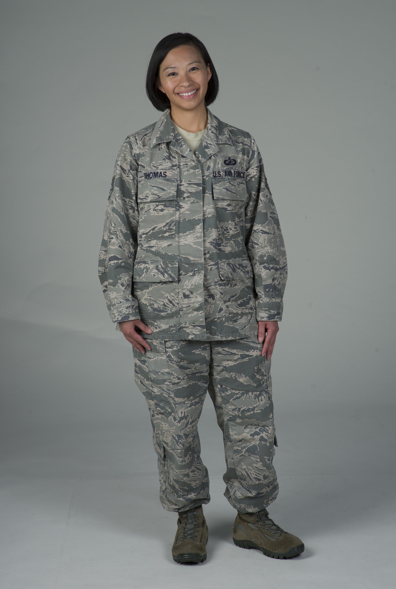 Staff Sgt. Jael Thomas, 60th Comptroller Squadron, poses for a photo June 9, 2017 at Travis Air Force Base, Calif. Thomas joined the Air Force in October 2010. As a member of the 60th CPTS she helps provide financial services to more than 12,000 people. (U.S. Air Force photo/ Heide Couch)