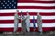 U.S. Air Force Col. George Sebren, 8th Maintenance Group commander, receives the guidon from Col. David Shoemaker, 8th Fighter Wing commander, during a change of command ceremony held June 28, 2017, at Kunsan Air Base, Republic of Korea. Shoemaker presided over the ceremony in which Col. James Long relinquished command of the 8th MXG to Sebren. (U.S. Air Force photo by Senior Airman Colville McFee/Released)