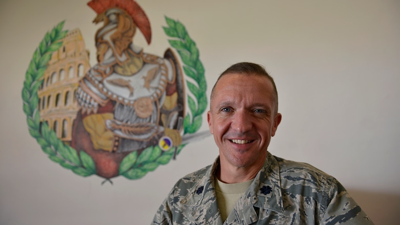 Lt. Col. Jeffrey Thompson, 31st Communications Squadron commander, offers insight to Airmen about balancing work and home life through resiliency. Thompson believes it's essential to find balance in order to be effective for the wing's mission. (U.S. Air Force photo by Senior Airman Cary Smith)