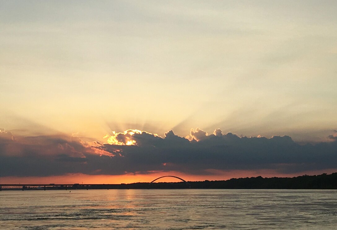Divers were greeted with a beautiful sky after emerging from the Ohio River at Lock and Dam 52 in Brookport, Illinois. (USACE Photo by Luther Helland)