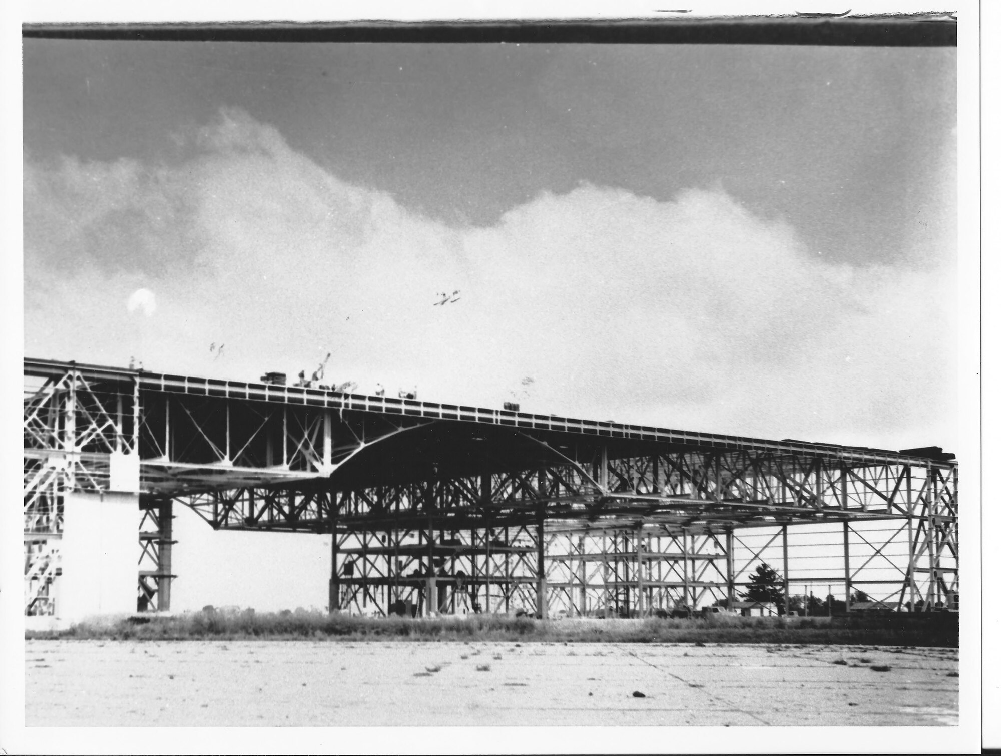 Construction of Hangar 200 is shown at Bunker Hill Naval Air Station. July 1, marks the 75th Anniversary of the base’s opening as a training base for aviators. 