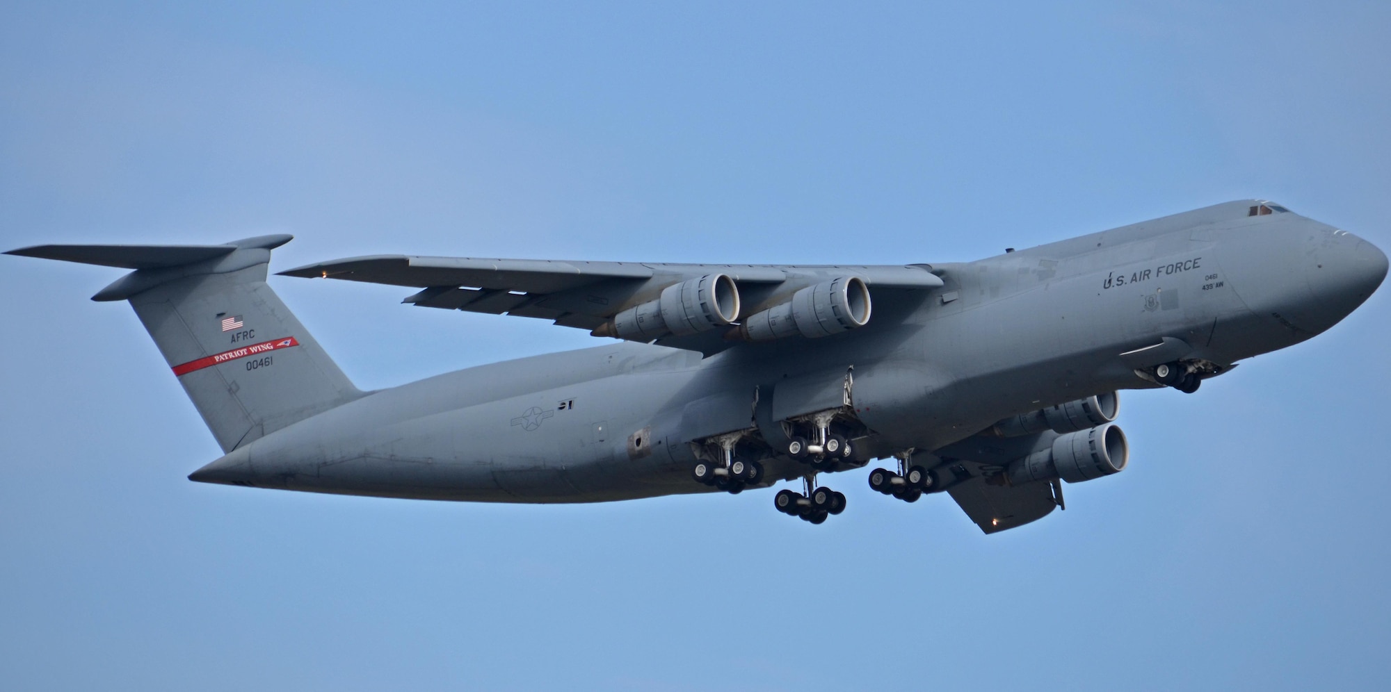 This U.S. Air Force C-5A Galaxy is among three remaining legacy aircraft that are "loaners" to the Air Force Reserve Command's 439th Airlift Wing at Westover Air Reserve Base, Mass. This aircraft, originally assigned to AFRC's
433rd AW. (U.S. Air Force photo/Master Sgt. Andrew Biscoe)
