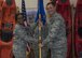 Col. Yvonne Spencer, 92nd Mission Support Group commander, gives the 92nd Mission Support Group guideon to Maj. Cody Gravitt, the newly appointed 92nd Force Support Squadron commander, during the FSS change of command ceremony June 27, 2017, at Fairchild Air Force Base, Washington. Gravitt takes over command from Lt. Col. Daniel Rigsbee.
(U.S. Air Force Photo / Airman 1st Class Ryan Lackey)