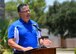 San Felipe Del Rio Consolidated Independent School District Superintendent, Dr. Carlos Rios addresses the community during the ground-breaking ceremony at Laughlin Air Force Base, Tx., June 23, 2017. In an effort to unite the community, this school will be open to both military families and families within the community.