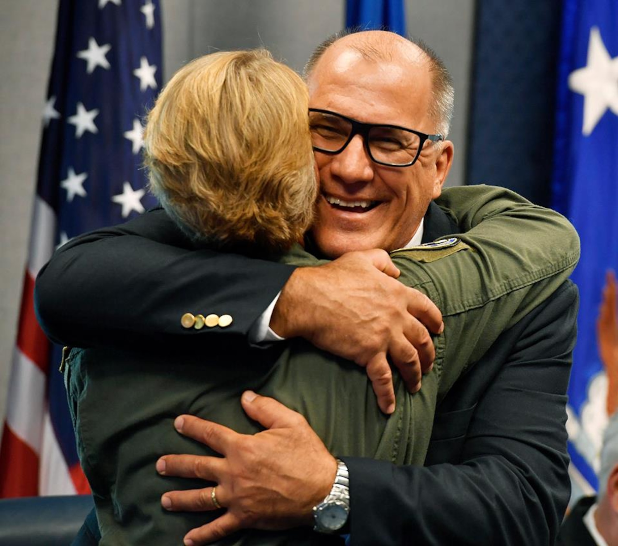 “Support is such a powerful thing; you have no idea during the day that something you say or do for somebody can empower them to reach into that resiliency and courage.” Col. Laurel Burkel with Air Force civil engineer Greg Gangnuss.