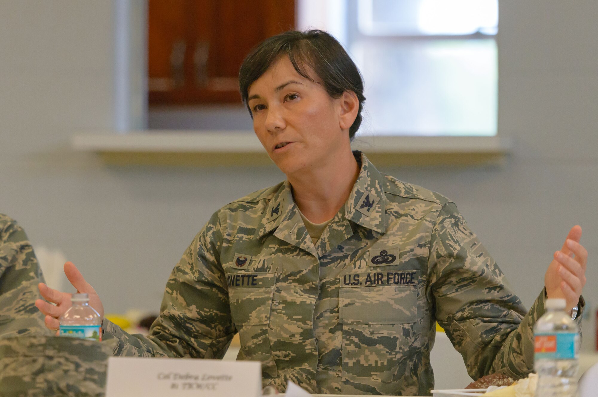 Col. Debra Lovette, 81st Training Wing commander, talks to the chaplain staff on how their vision compliments the wing’s vision during a Wing Staff Agency orientation tour at the Larcher Chapel Annex June 26, 2017, on Keesler Air Force Base, Miss. The tour familiarized Lovette with the Wing Staff Agency mission, operations and personnel. (U.S. Air Force photo by André Askew) 