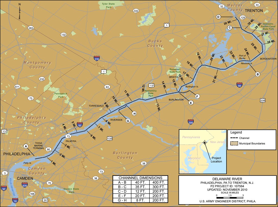 Delaware River, Philadelphia to Trenton Project Index Map