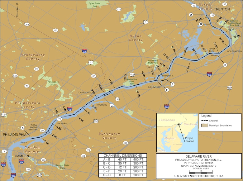 Delaware River, Philadelphia to Trenton Project Index Map