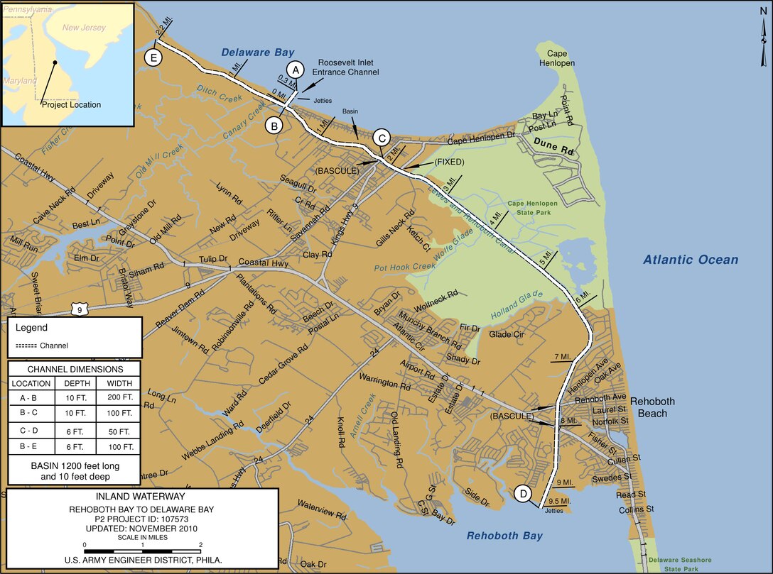Inland Waterway, Rehoboth Bay to Delaware Bay Project Index Map