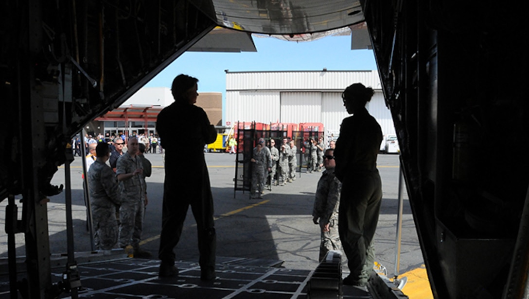 Twelve airmen from the 104th Medical Group and seven airmen from the 102nd Medical Group participated in a mass casualty training at the Earhart Terminal at Logan Airport in Boston Massachusetts.  (U.S. Air National Guard Photos by Tech. Sgt. Lindsey Sarah Watson-Kirwin)
