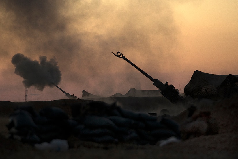 U.S. Marines fire an M777A2 howitzer in Syria, June 2, 2017. The Marines have been conducting 24-hour, all-weather fire support for the coalition’s local partners, the Syrian Democratic Forces, as part of Combined Joint Task Force Operation Inherent Resolve. CJTF-OIR is the global coalition to defeat ISIS in Iraq and Syria. Marine Corps photo by Sgt. Matthew Callahan