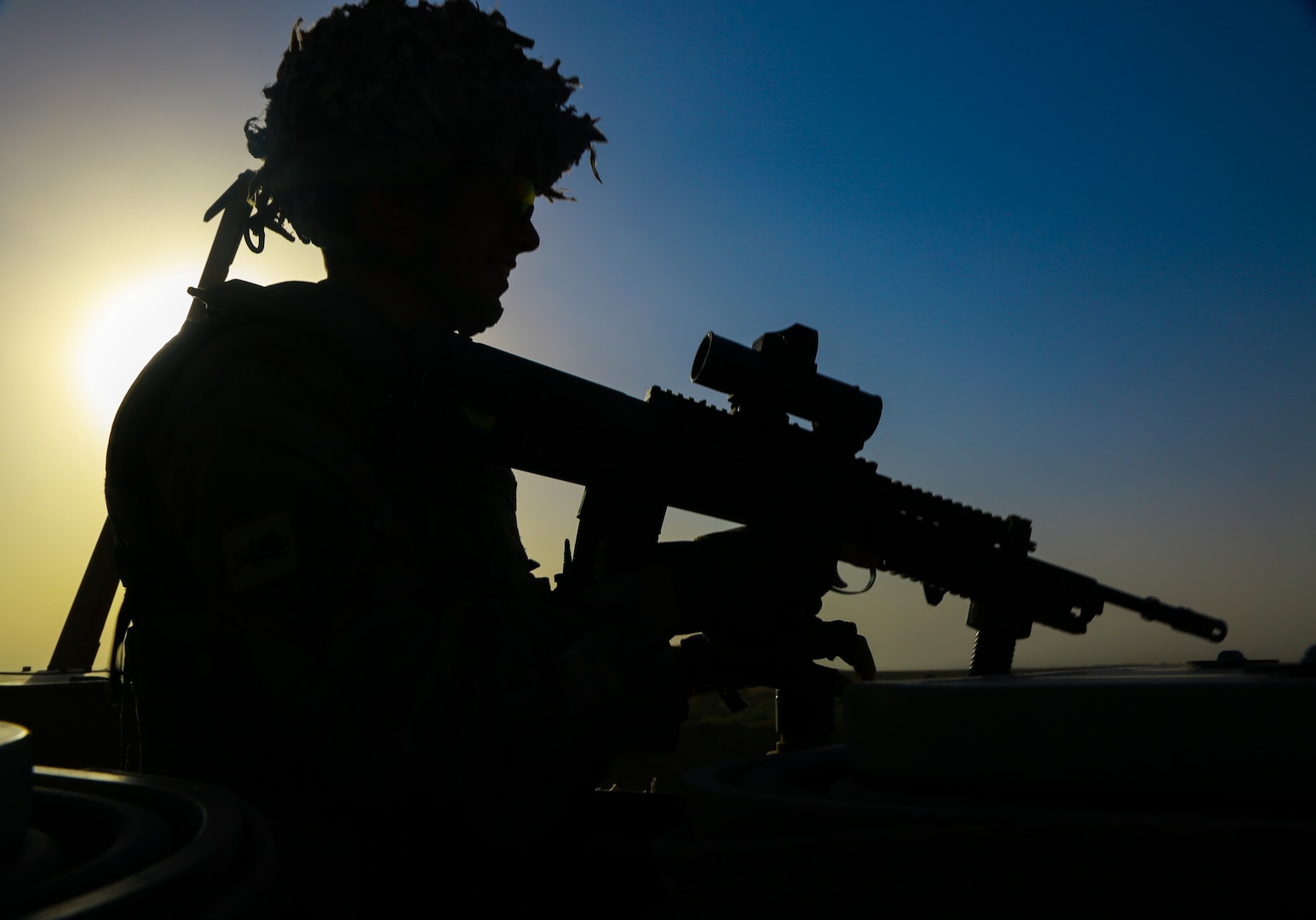 A British soldier, deployed in support of Combined Joint Task Force Operation Inherent Resolve, overlooks the Besmaya Range Complex while Iraqi security forces conduct breach training in Iraq on June 03, 2017. The breadth and diversity of partners supporting the coalition demonstrate the global and unified nature of the endeavor to defeat ISIS in Iraq and Syria. CJTF-OIR is the global coalition to defeat ISIS in Iraq and Syria. Army photo by Spc. William Gibson