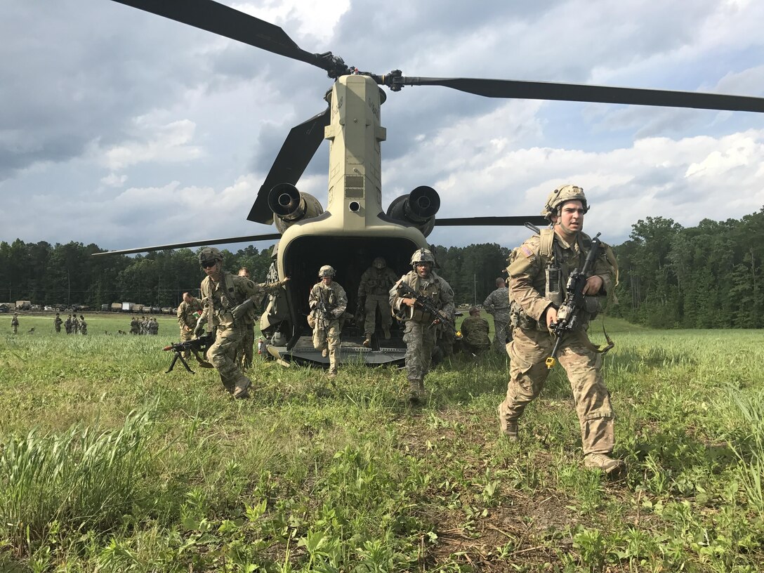 Brig. Gen. Scott Morcomb, Commanding General of the Army Reserve Aviation Command, visited Fort. A.P. Hill over the Memorial Day weekend to witness his aviators participate in XCTC 17-01. Exportable Combined Training Center or “XCTC” 17-01 is a multicomponent training exercise that included an Infantry Brigade Combat Team from the New Jersey National Guard as well as Attack and Reconnaissance aviation assets from the 101st Airborne Division. (U.S. Army Photo by Capt. Matthew Roman, Army Reserve Aviation Command Public Affairs Officer)