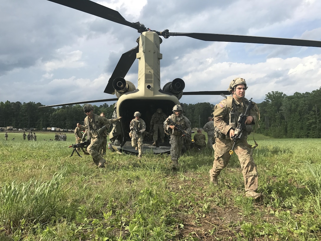 Brig. Gen. Scott Morcomb, Commanding General of the Army Reserve Aviation Command, visited Fort. A.P. Hill over the Memorial Day weekend to witness his aviators participate in XCTC 17-01. Exportable Combined Training Center or “XCTC” 17-01 is a multicomponent training exercise that included an Infantry Brigade Combat Team from the New Jersey National Guard as well as Attack and Reconnaissance aviation assets from the 101st Airborne Division. (U.S. Army Photo by Capt. Matthew Roman, Army Reserve Aviation Command Public Affairs Officer)