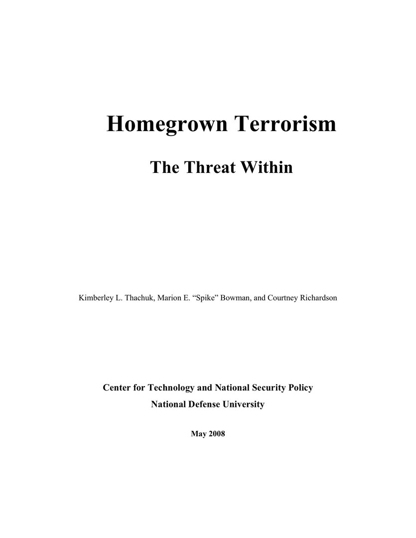 Dtp 048 Homegrown Terrorism The Threat Within National Defense 