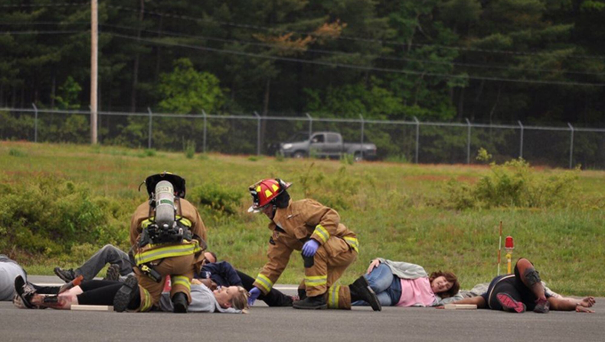 In preparation for the 2017 Westfield International Air Show, celebrating a Century of Air Power, on August 12-13, the 104th Fighter Wing hosted local community partners to participate in a Major Accident Response Exercise. Our community partners came from Westfield Police, Fire and Emergency Management, Massachusetts State Police, Emergency Management Agency and Department of Transportation, the Springfield Office of Emergency Preparedness, the American Red Cross, Mercy Medical Center, Baystate Health, Alert Ambulance, Westover Air Reserve Base, and Bradley Air National Guard Base. 