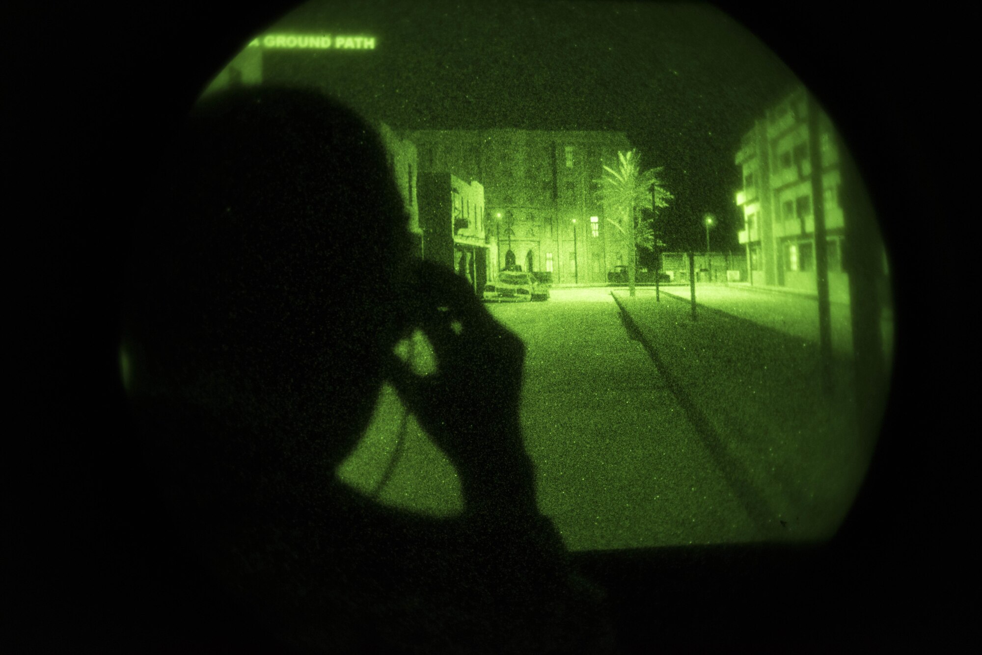 Airman 1st Class Jeff Eisberg, 22nd Training Group Survival Evasion Resistance and Evasion specialist, tries out a pair of night vision goggles during a simulation June 26, 2017, at Fairchild Air Force Base, Washington. the 92nd Aeromedical Squadron provides training to air crews and SERE specialists to help understand the advantages and limitations of night vision gear.
(U.S. Air Force Photo / Airman 1st Class Ryan Lackey)