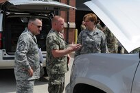 Air Force Chief Master Sergeant Harold L. Hutchison (left) and Air Force Gen. Lori J. Robinson
(Right) tours the capabilities of Joint Task Force Civil Support (JTF-CS),
April 26, 2017, Fort Eustis VA. JTF-CS anticipates plans and integrates U.S.
Northern Command chemical, biological, radiological and nuclear operations.
Robinson is the commander of North American Aerospace Defense Command
(NORAD) and United States Northern Command (USNORTHCOM). JTF-CS provides
command and control for designated Department of Defense specialized
response forces to assist local, state, federal and tribal partners in
saving lives, preventing further injury, and providing critical support to
enable community recovery. (Official DOD Photo by Sergeant Alexander
Quiles/RELEASED)
CLASSIFICATION: UNCLASSIFIED
