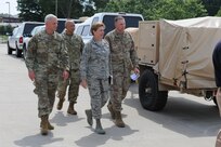 Army Maj. Gen. Richard J. Gallant (left) and Air Force Gen. Lori J. Robinson
(Right) tours the capabilities of Joint Task Force Civil Support (JTF-CS),
April 26, 2017, Fort Eustis VA. JTF-CS anticipates plans and integrates U.S.
Northern Command chemical, biological, radiological and nuclear operations.
Robinson is the commander of North American Aerospace Defense Command
(NORAD) and United States Northern Command (USNORTHCOM). JTF-CS provides
command and control for designated Department of Defense specialized
response forces to assist local, state, federal and tribal partners in
saving lives, preventing further injury, and providing critical support to
enable community recovery. (Official DOD Photo by Sergeant Alexander
Quiles/RELEASED)
CLASSIFICATION: UNCLASSIFIED