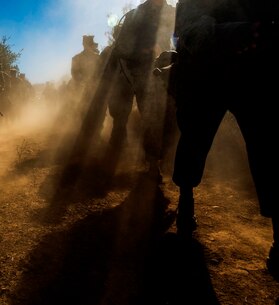 U.S. Marines and Sailors with Combat Logistics Battalion 5, Combat Logistics Regiment 1, 1st Marine Logistics Group participate in a seven mile conditioning hike on Camp Pendleton, Calif., June 27, 2017. The Marines have multiple conditioning hikes to prepare for Mountain Exercise 4-17 which will be conducted at the Marine Corps Mountain Warfare Training Center in Bridgeport, Calif. (U.S. Marine Corps photo by Lance Cpl. Adam Dublinske)