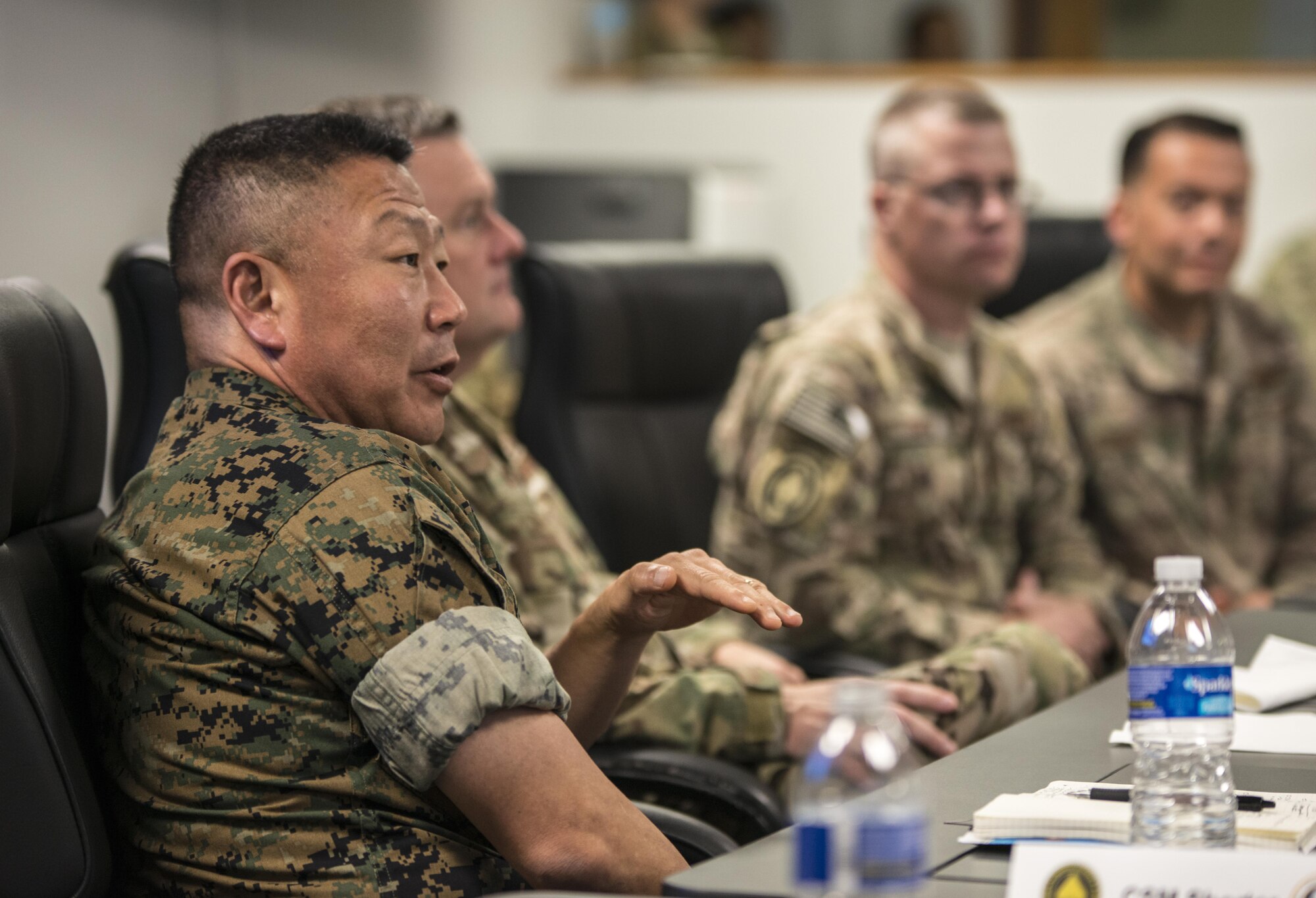 U.S. Marine Corps Maj. Gen. Daniel Yoo, commander of Special Operations Command Pacific visited the 353rd Special Operations Group June 19, 2017 at Kadena Air Base, Okinawa, Japan. Traveling to Pacific, Yoo was honored as a distinguished guest during the 353rd SOG change of command ceremony. (U.S. Air Force photo by Capt. Jessica Tait)