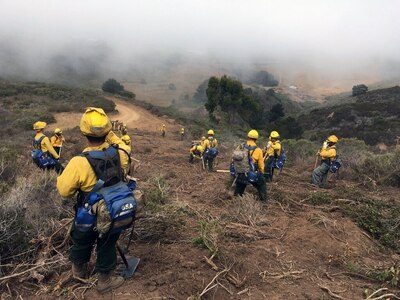 Soldiers with the California Army National Guard’s 578th Brigade Engineer Battalion and 40th Brigade head out while responding to wildfires in July 2016. Last year’s California wildfire response saw one of the first uses of the Domestic Operations Awareness and Assessment Tool, or DAART, a web-based program that pulls together geospatial information from a variety of sources including terrain and mapping data, video feeds from overhead aircraft and satellite imagery. 