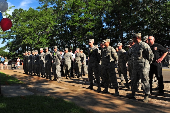 A crowd gathers before a ribbon cutting ceremony at a new 20th Civil Engineer Squadron fire station Shaw Air Force Base, S.C., June 29, 2017. The ceremony marked the opening of a new fire station in the base housing area, which enables firefighters to respond within the Department of Defense mandated response time when reacting to emergencies in the housing area. (U.S. Air Force photo by Airman 1st Class Kathryn R.C. Reaves)