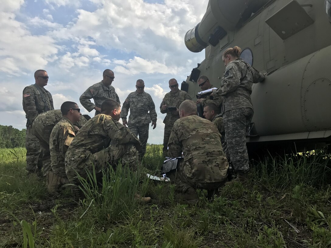 Brig. Gen. Scott Morcomb, Commanding General of the Army Reserve Aviation Command, visited Fort. A.P. Hill over the Memorial Day weekend to witness his aviators participate in XCTC 17-01. Exportable Combined Training Center or “XCTC” 17-01 is a multicomponent training exercise that included an Infantry Brigade Combat Team from the New Jersey National Guard as well as Attack and Reconnaissance aviation assets from the 101st Airborne Division. (U.S. Army Photo by Capt. Matthew Roman, Army Reserve Aviation Command Public Affairs Officer) 