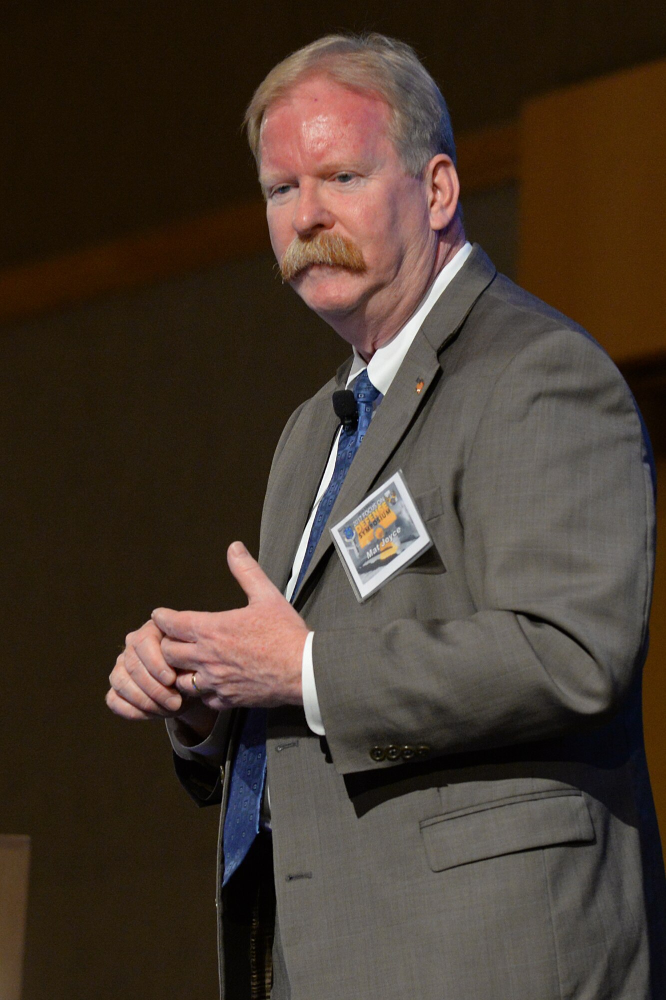 Mr. Mathew Joyce, Vice President and General Manager for Strategic and Missile Defense, Lockheed Martin Space Systems, discusses the importance of sea-launched missile systems in use today and those his company has worked and supported in the past several decades during the Focus on Defense Symposium June 21 at the Eccles Center in Ogden, Utah. The symposium focused on how industry partners and government leaders view and respond to nuclear triad agile sustainment and life cycle logistics support in today’s environment.  (U.S. Air Force/Alex R. Lloyd)