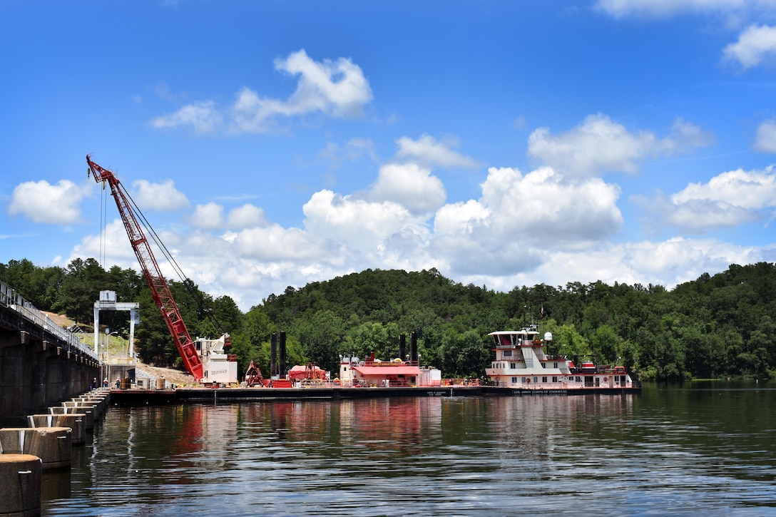 The U.S. Corps of Engineers, Mobile District, Motor Vessel Lawson visited Holt Dam, near Tuscaloosa, Ala., earlier this month to help with upgrades, meaning increased safety for workers and a reduction in repair costs. The spillway gates will also be more reliable. The reliability of the gates is critical to the lock operators being able to pass flood waters and appropriately manage the elevation of Holt Lake. Independent gate travel stops were also installed as an additional measure to prevent spillway gates from opening more than designed.