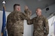 Col. Stephen Scherzer, 52d Maintenance Group commander, Spangdalhlem Air Base, Germany, administers the oath of office to Lt. Col. Christopher Dunston, 723d Aircraft Maintenance Squadron commander, during a promotion ceremony, June 28, 2017, at Moody Air Force Base, Ga. Scherzer traveled overseas to officiate the ceremony in which Chris promoted to lieutenant colonel and his younger cousin, then Senior Master Sgt. Brandon Dunston, 74th Aircraft Maintenance Unit superintendent, promoted to chief master sergeant. (U.S. Air Force photo by Airman 1st Class Lauren M. Sprunk)