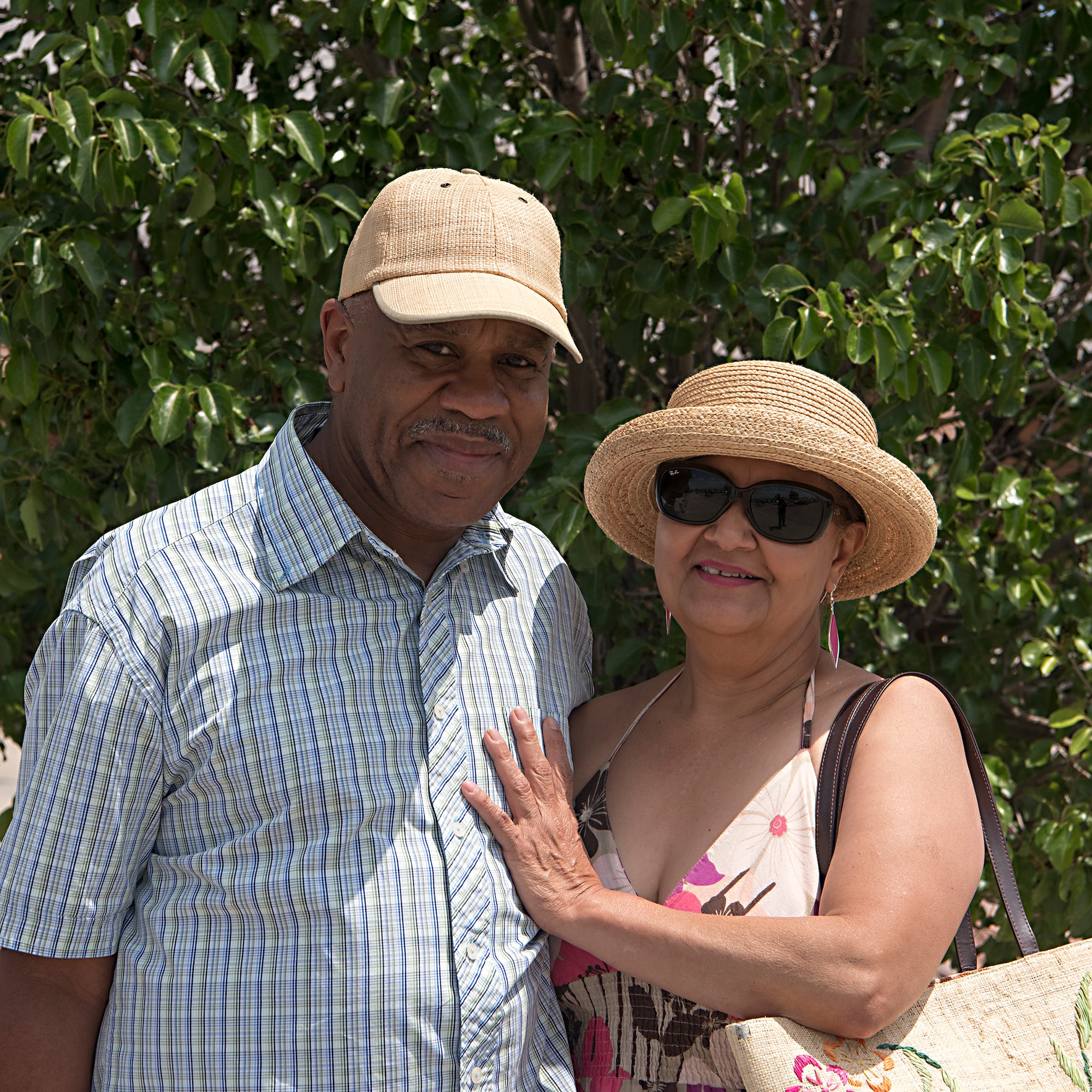 PETERSON AIR FORCE BASE, Colo. - “We’re headed to New Mexico to visit family, barbecue and hang out by the pool,” said retired Staff Sgt. Al Jones and Zory Jones, at Peterson Air Force Base, Colo., June 28, 2017. (U.S. Air Force photo by Steve Kotecki) 
