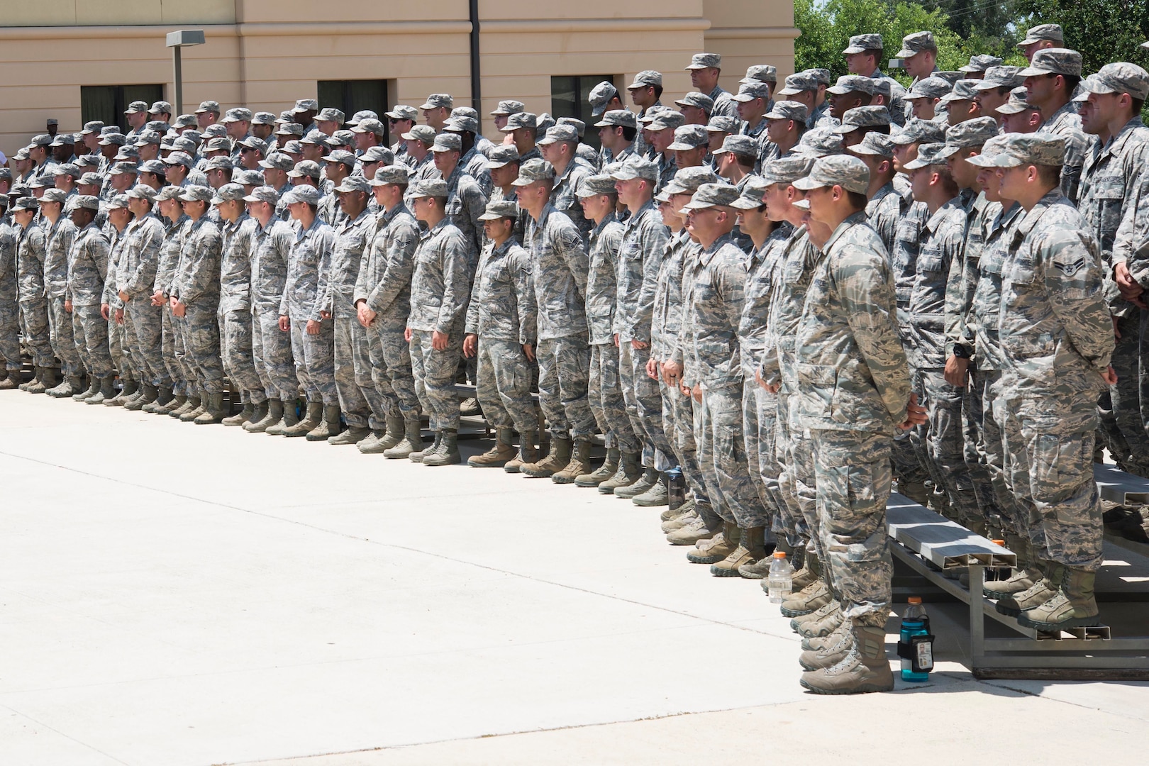 Tactical Air Control Party candidates at the 353rd Battlefield Airmen Training Squadron attend the TACP Memorial Rededication Ceremony outside the 353rd BATS at the Joint Base San Antonio-Lackland Medina Annex June 23, 2017. The memorial serves as a solemn reminder of the incredible responsibility that students assume when they graduate as a TACP member. 