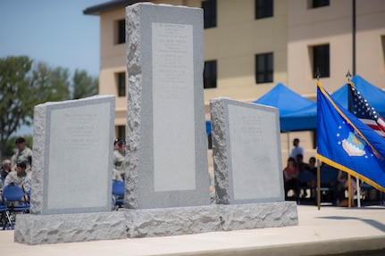 The backside of the Tactical Air Control Party Reunion Memorial, where the names of fallen TACPs are etched, is pictured outside the 353rd Battlefield Airmen Training Squadron at the Joint Base San Antonio-Lackland Medina Annex. June 23, 2017. Since their creation, TACPs have always answered duty’s call and have been involved in every major military operation involving United States forces.