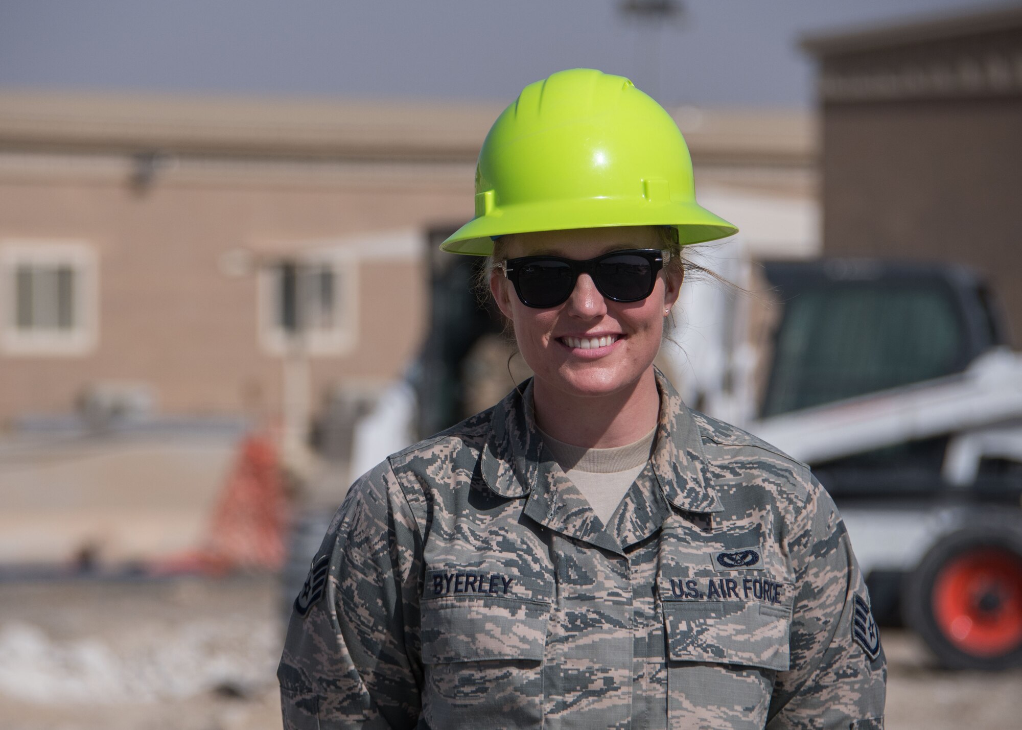 This week's Rock Solid Warrior is Staff Sgt. Brooke Byerley, a 386th Expeditionary Civil Engineer Squadron construction manager and Pass and ID liaison, deployed from Altus Air Force Base, Okla. The Rock Solid Warrior program is a way to recognize and spotlight the Airmen of the 386th Air Expeditionary Wing for their positive impact and commitment to the mission. (U.S. Air Force photo/Senior Airman Andrew Park)