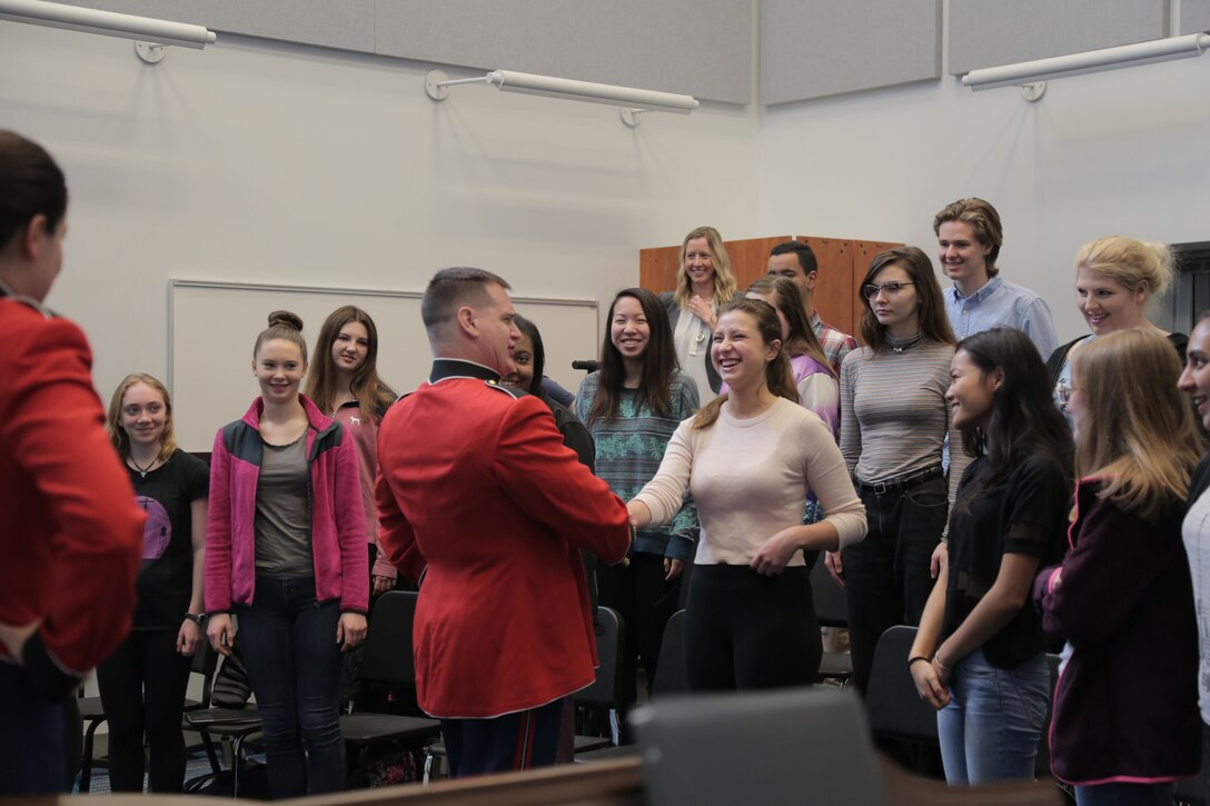 On Feb. 27, 2017, musicians from "The President's Own" performed a Music in the High Schools presentation at Yorktown High School in Arlington, Va. (U.S. Marine Corps photo by Master Sgt. Kristin duBois/released)
