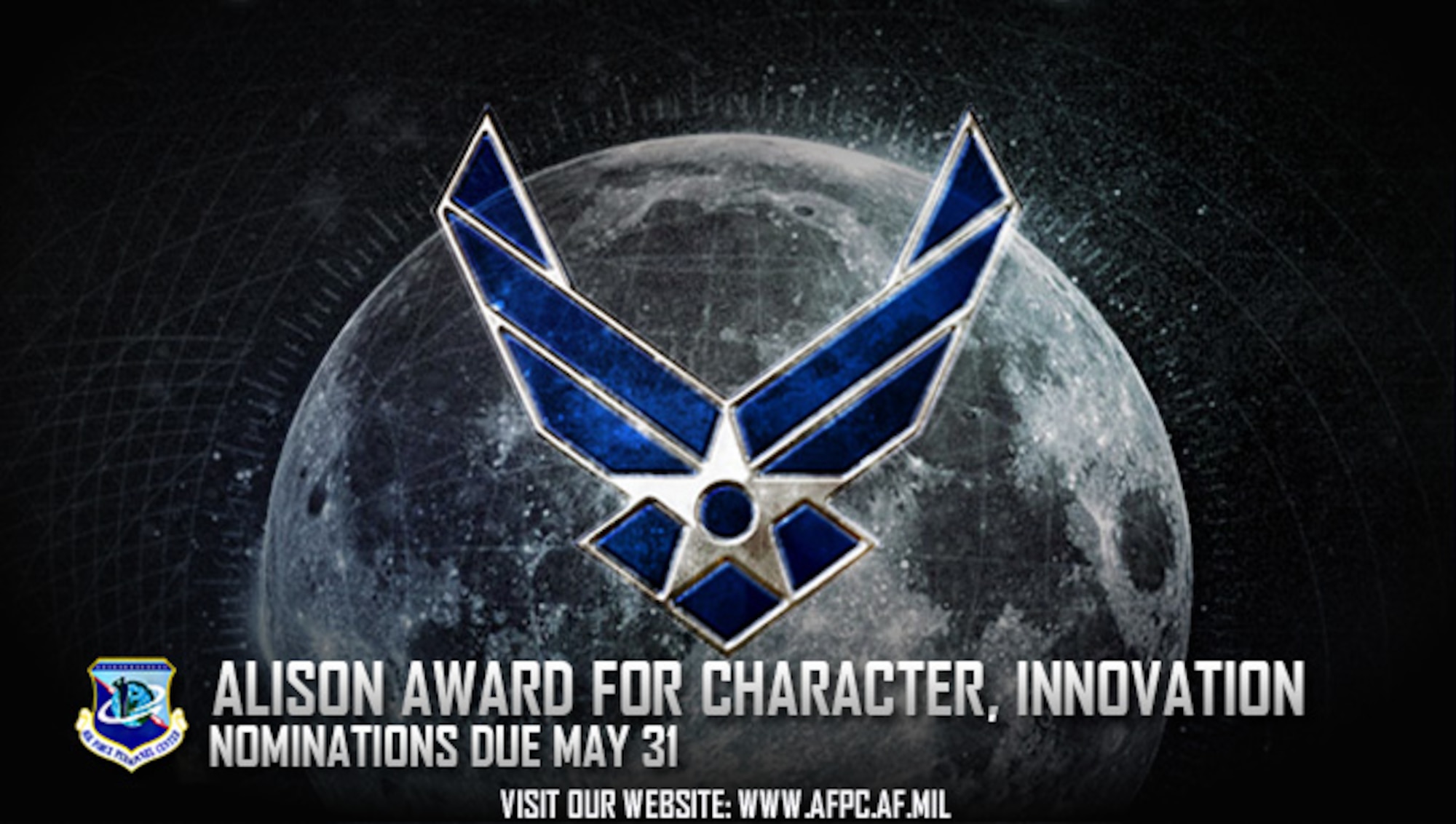 Air Force officials are accepting nominations for the Alison Award for Character and Innovation. Nominations are due to the Air Force Personnel Center by May 31, 2017. (U.S. Air Force graphic by Staff Sgt. Alexx Pons) 
