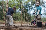 U.S. Navy Petty Officer 1st Class Ameil Fredeluces, edic, and U.S. Marine Corps. Staff Sgt. Eddie Ludwig, explosive ordinance disposal technician, remove dirt from units during excavation operations as part of the Defense POW/MIA Accounting Agency’s mission in the Khammouane Province, Laos, January 29, 2017. Recovery Team Three executed excavation operations in search of two missing U.S. Air Force pilots who crashed while on a visual reconnaissance mission during the Vietnam War over 48 years ago. DPAA’s mission is to provide the fullest possible accounting for our missing personnel to their families and the nation. 