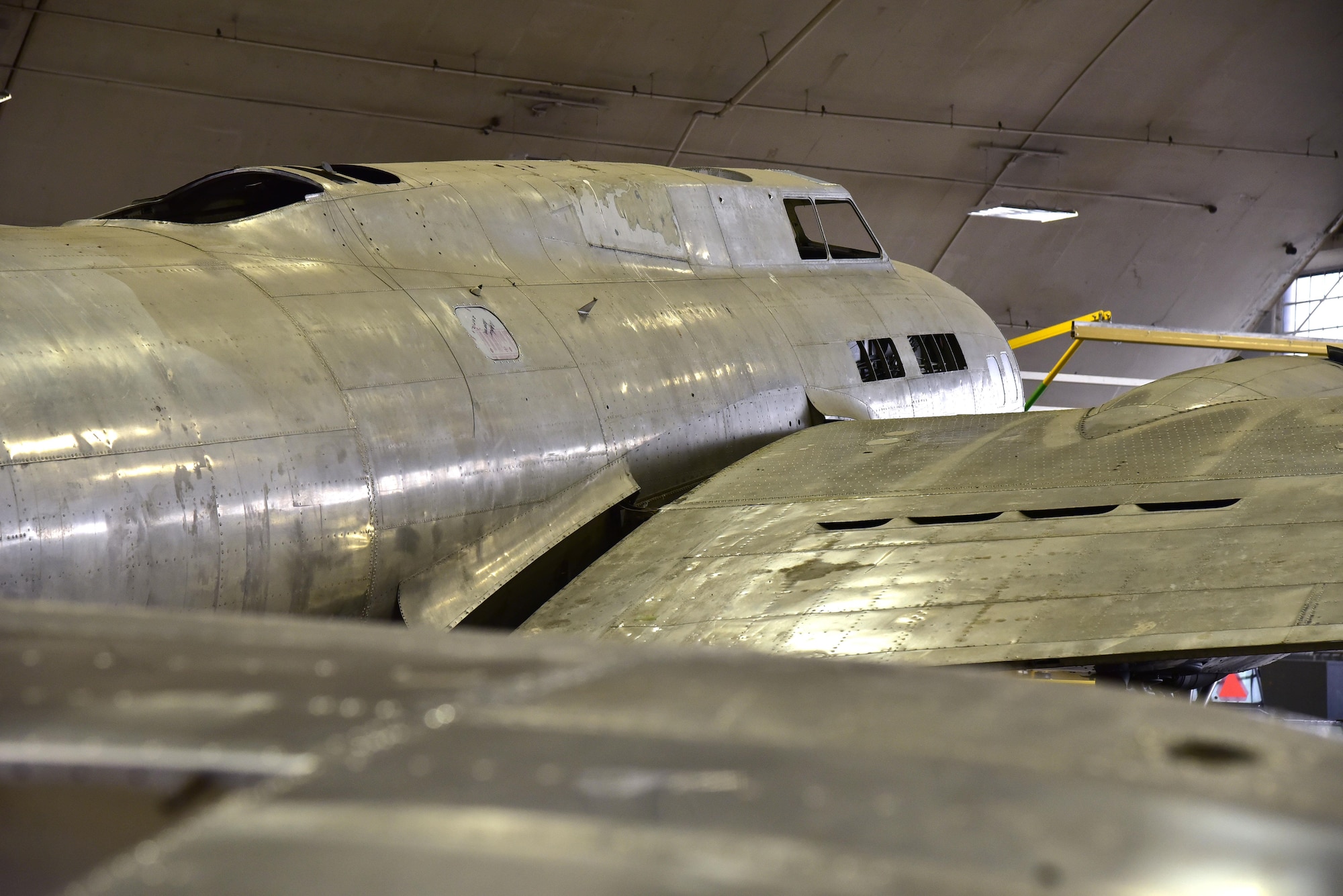 DAYTON, Ohio (02/2017) -- Restoration crews cleaned the Boeing B-17F Memphis Belle, and moved it to another hangar with additional space on Feb. 22, 2017 at the National Museum of the United States Air Force. (U.S. Air Force photo by Ken LaRock)