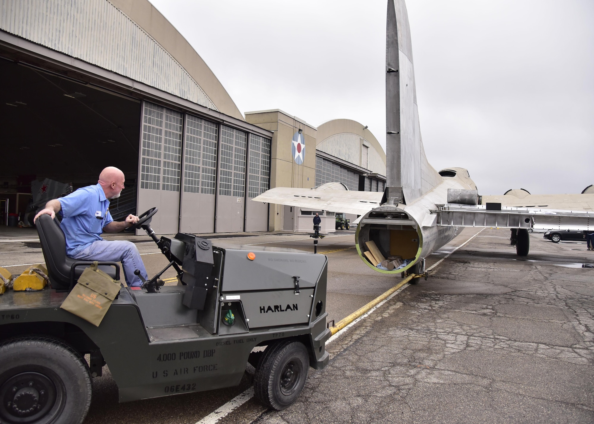 DAYTON, Ohio (02/2017) -- Restoration crews cleaned the Boeing B-17F Memphis Belle, and moved it to another hangar with additional space on Feb. 22, 2017 at the National Museum of the United States Air Force. (U.S. Air Force photo by Ken LaRock)