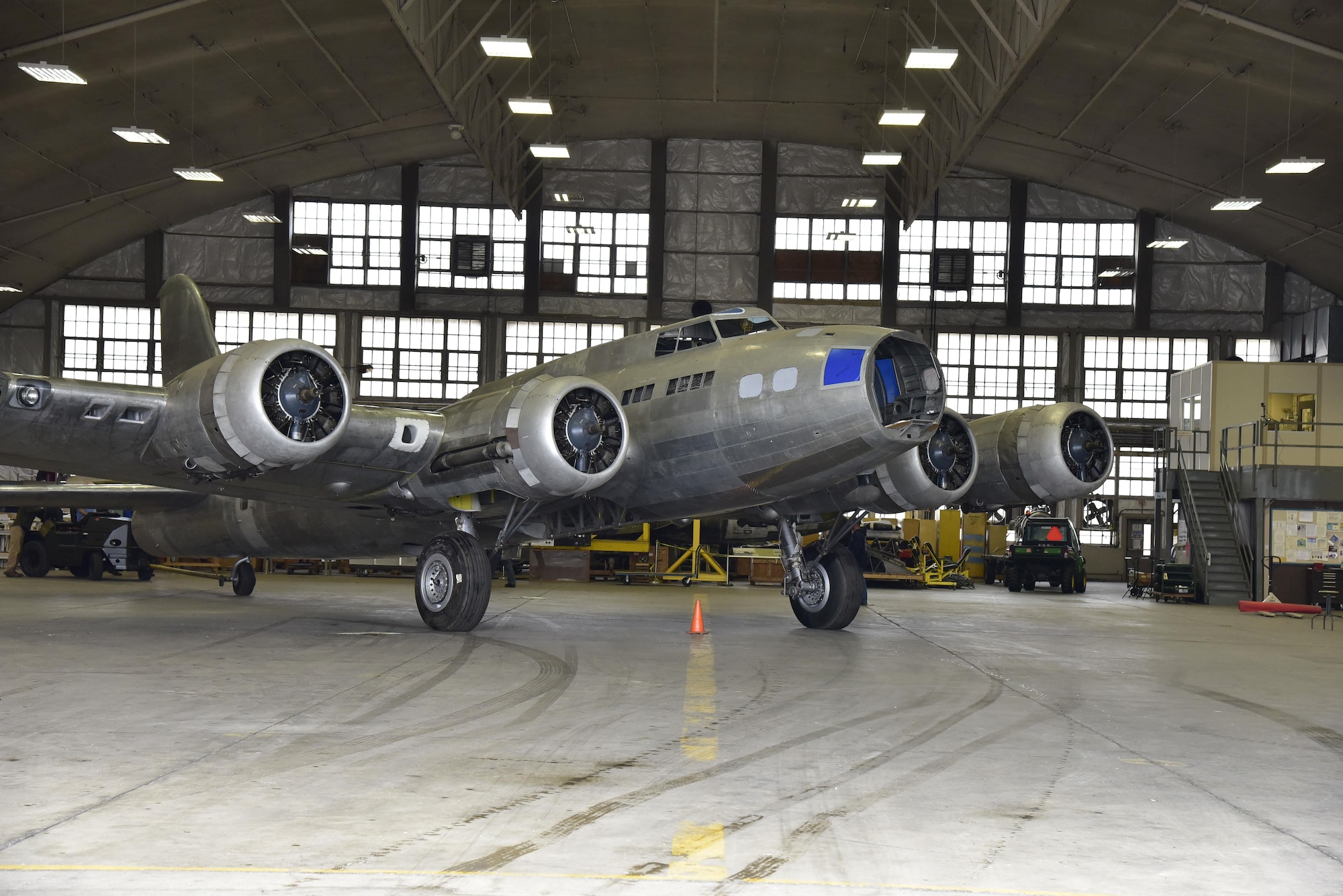 DAYTON, Ohio (02/2017) -- Restoration crews cleaned the Boeing B-17F Memphis Belle, and moved it to another hangar with additional space on Feb. 22, 2017 at the National Museum of the United States Air Force. (U.S. Air Force photo by Ken LaRock)