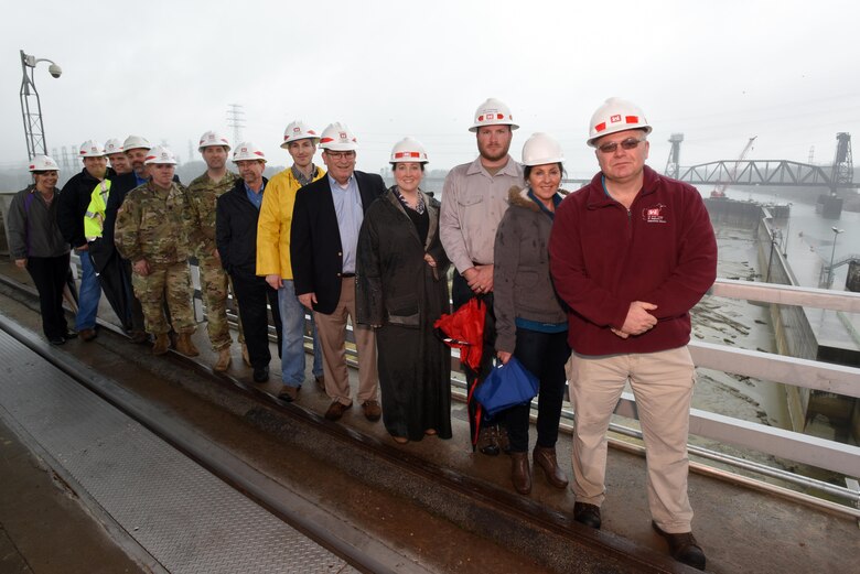Douglas Lamont, senior official performing duties of secretary of the Army for Civil Works, poses with U.S. Army Corps of Engineers Nashville District officials Feb. 28, 2017 at the Chickamauga Lock Replacement Project on the Tennessee River in Chattanooga, Tenn.