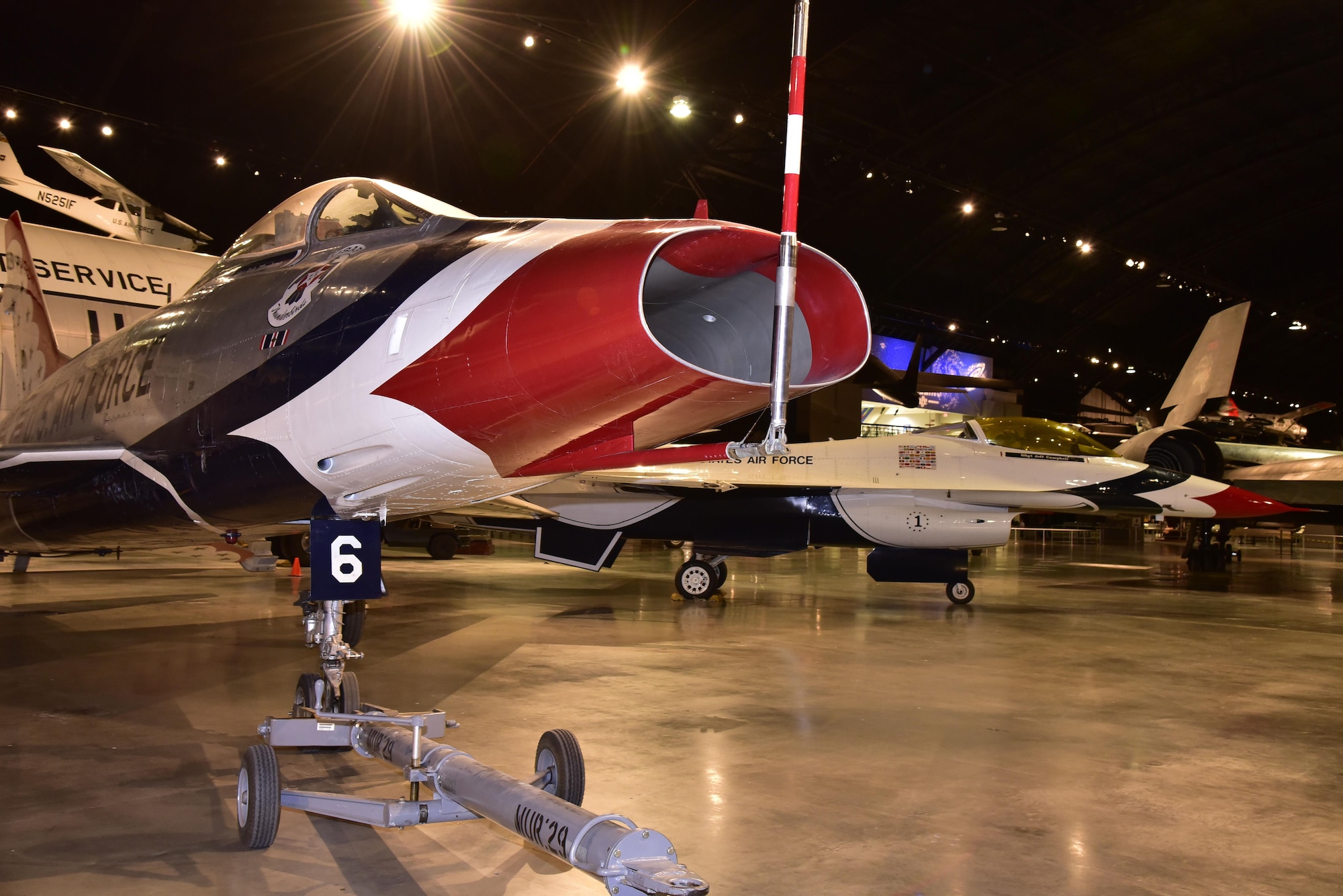 DAYTON, Ohio -- North American F-100D Super Sabre on display in the Cold War Gallery at the National Museum of the United States Air Force. (U.S. Air Force photo by Ken LaRock)