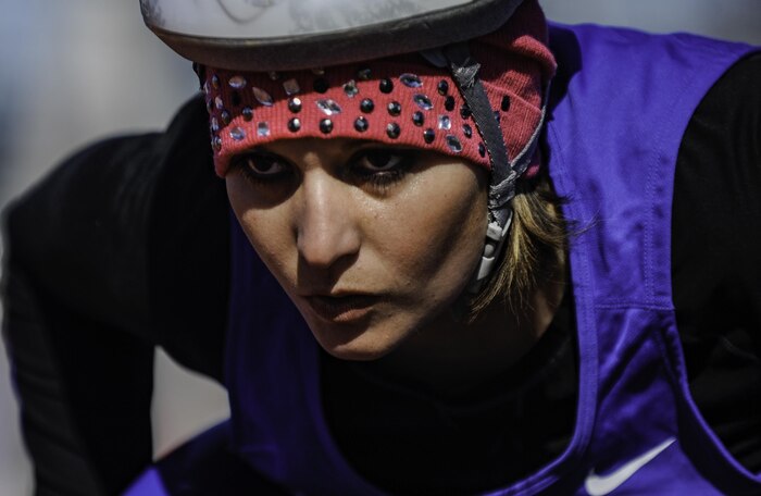 Ashley Crites, Air Force Wounded Warrior Trials competitor, waits to hear the starter’s pistol before the 400-meter cycling competition of the AFW2 at Nellis Air Force Base, Nev., Feb. 28, 2017. The AFW2 Program's goal is to assist injured, ill and wounded-in-action Airmen. (U.S. Air Force photo by Airman 1st Class Kevin Tanenbaum/Released)