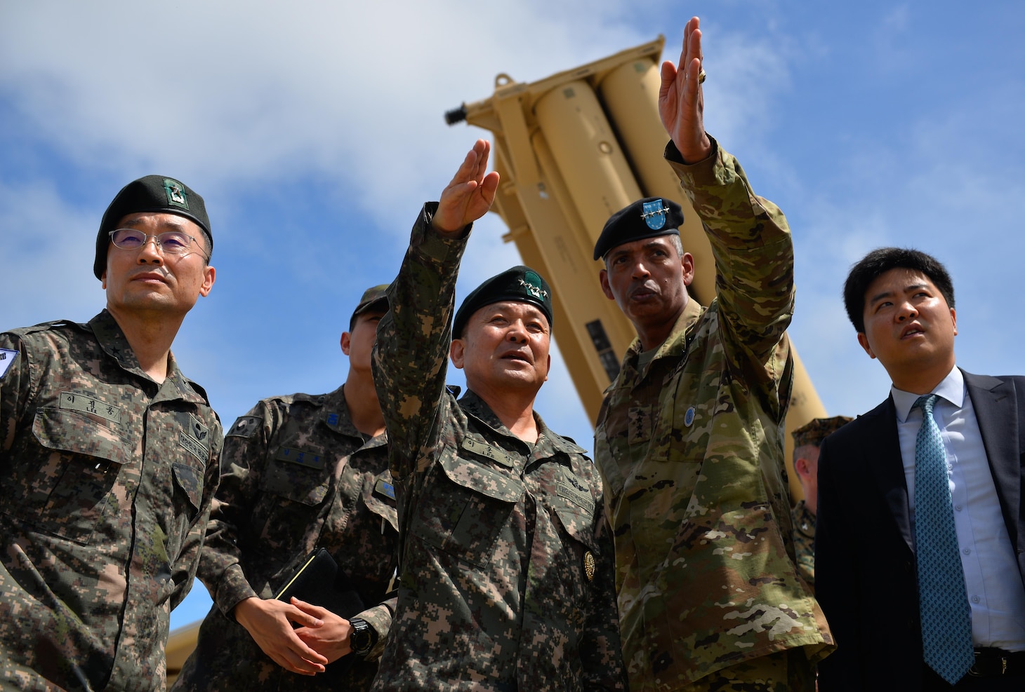 South Korea’s Gen. Sun Jin Lee, Republic of Korea Army chairman and joint chiefs of staff visits Guam's Terminal High Altitude Area Defense, or THAAD, site Nov. 1, 2016, along with Gen. Vincent K. Brooks, commander of the combined U.S. forces in South Korea,  along with U.S. Army Gen. Vincent K. Brooks, commander of the combined U.S. forces in South Korea. The two generals also visited a line of B-1B Lancers at Andersen Air Force Base, as well as boarded the visiting ballistic missile submarine USS Pennsylvania at Naval Base Guam.