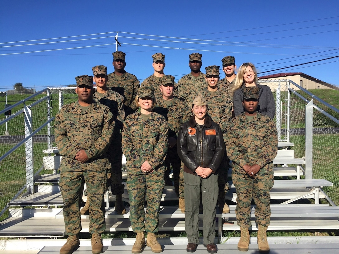 Members of the Hiring Our Heroes Corporate Fellowship Program pose for a photo at Marine Corps Base Camp Pendleton, Calif. The 12-week program pairs transitioning service members with employers in the corporate sector, providing them with meaningful employment. (Courtesy Photo/Released)